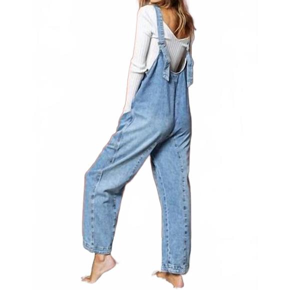 NEW BIBI miranda denim jumpsuit in blue - Picture 2 of 4